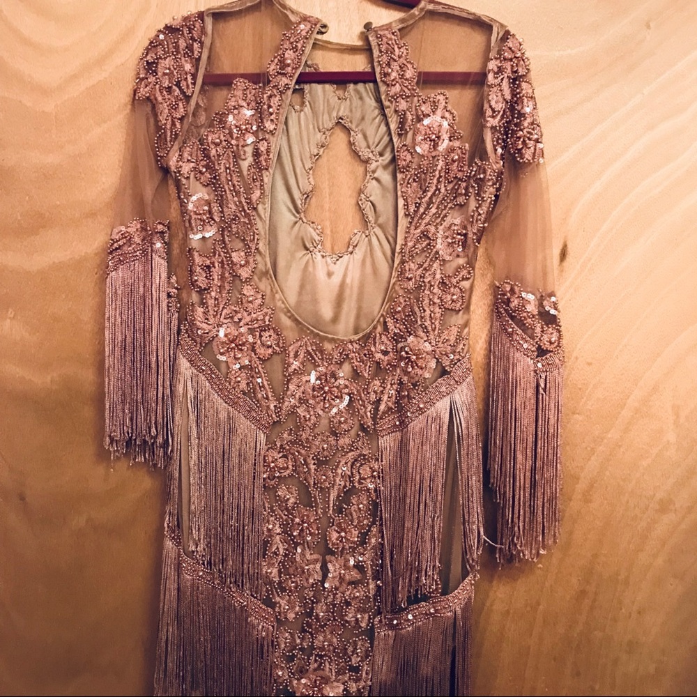 ASOS A Star is Born embellished fringe rose dress - Picture 7 of 8